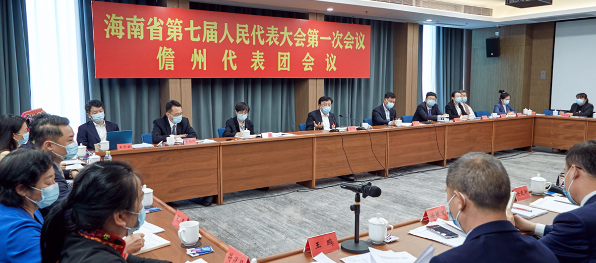 馮飛參加儋州、駐瓊解放軍和武警部隊、瓊中代表團審議