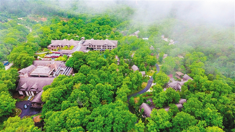 位于五指山山麓的水滿鄉，云霧繚繞，猶如人間仙境。